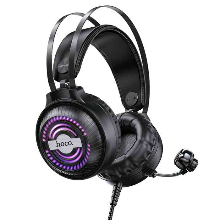 HOCO W101 treamer gaming headphones With Mic&Noise Cancellation 7-Color RGB light
